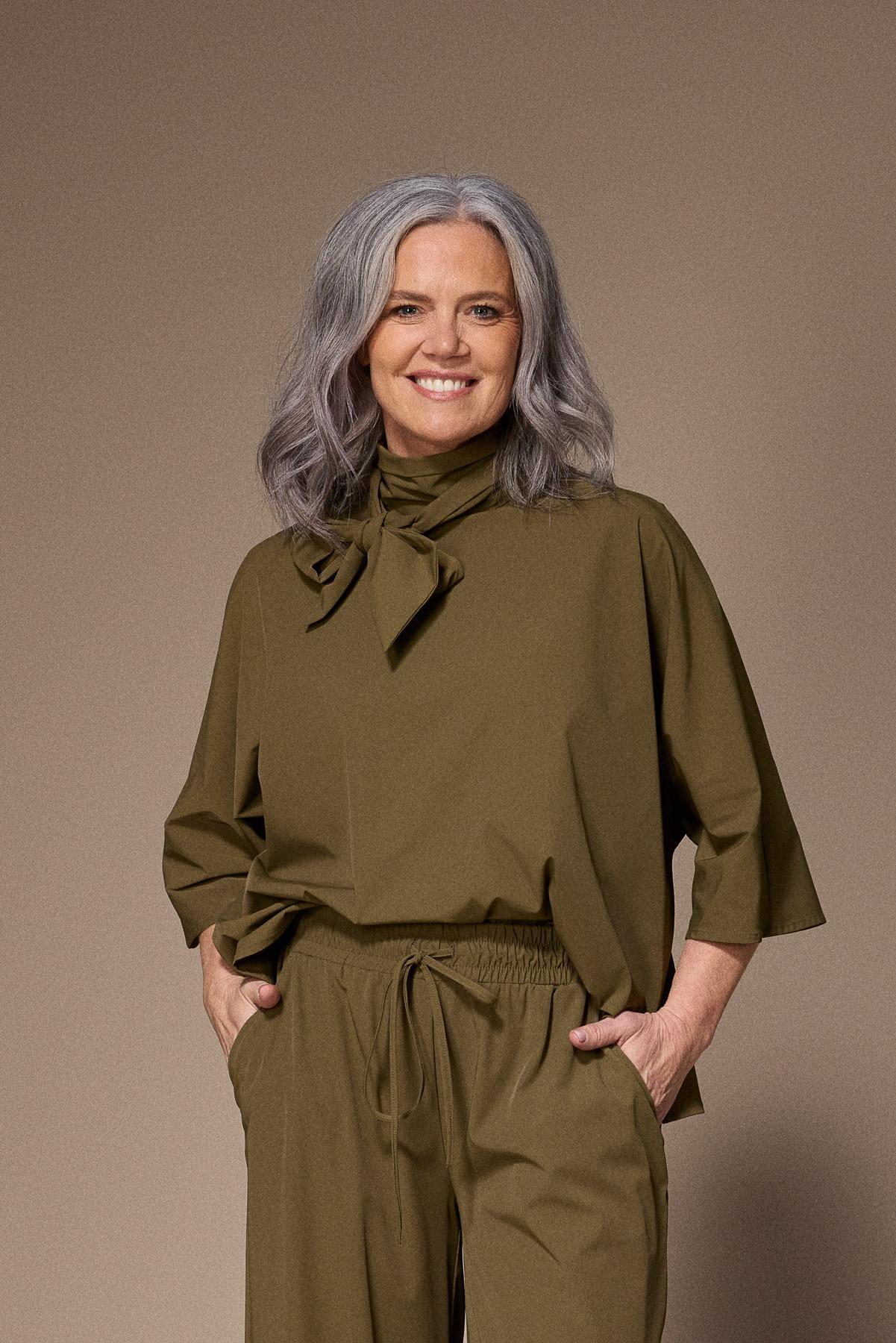 Gala satijnen blouse - Khaki