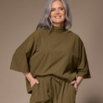 Gala satijnen blouse - Khaki