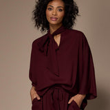 Gala satijnen blouse - Burgundy
