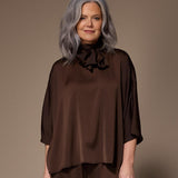 Gala satijnen blouse - Brown