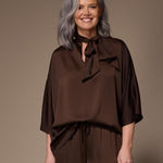 Gala satijnen blouse - Brown