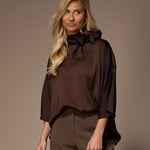Gala satijnen blouse - Brown