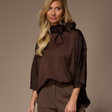 Gala satijnen blouse - Brown
