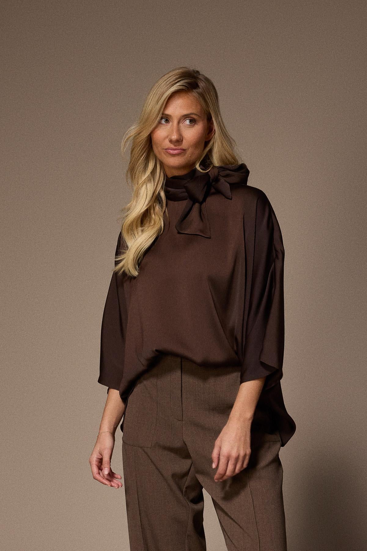 Gala satijnen blouse - Brown