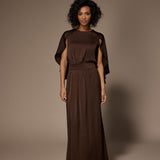 Felice avondjurk met cape - Brown
