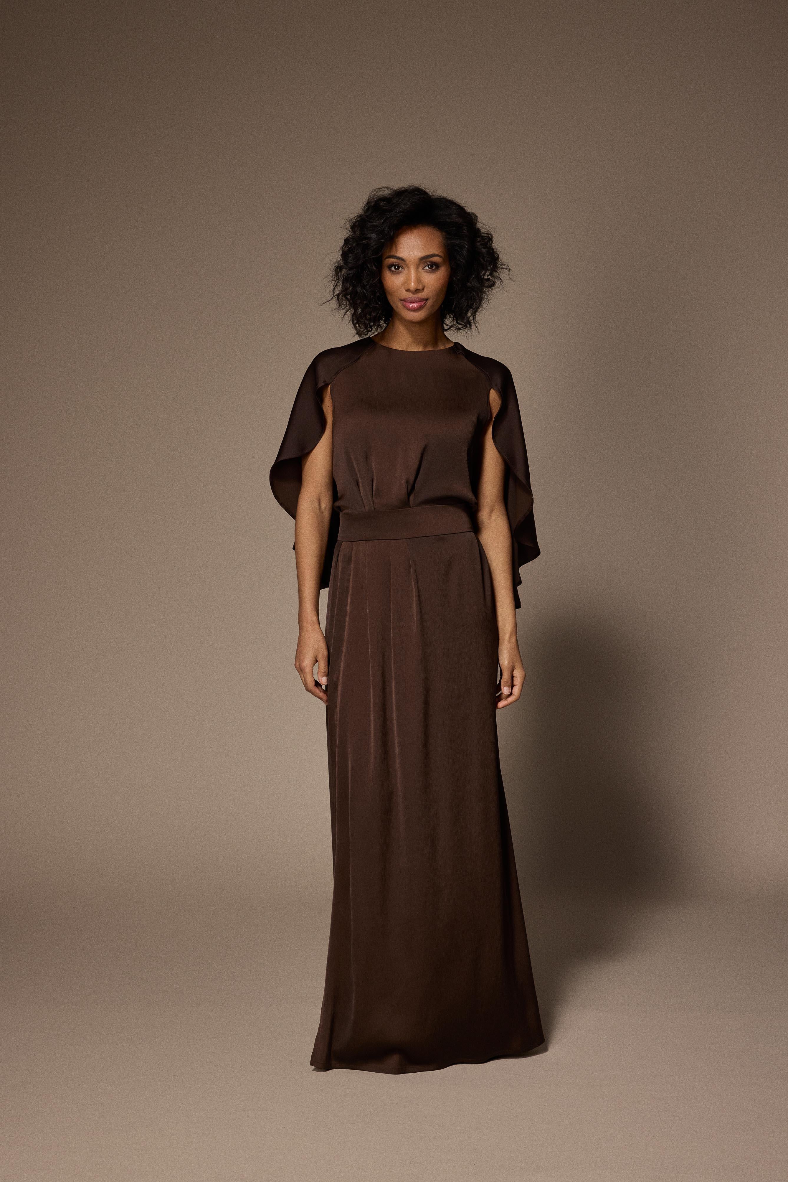 Felice avondjurk met cape - Brown