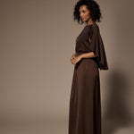 Felice avondjurk met cape - Brown
