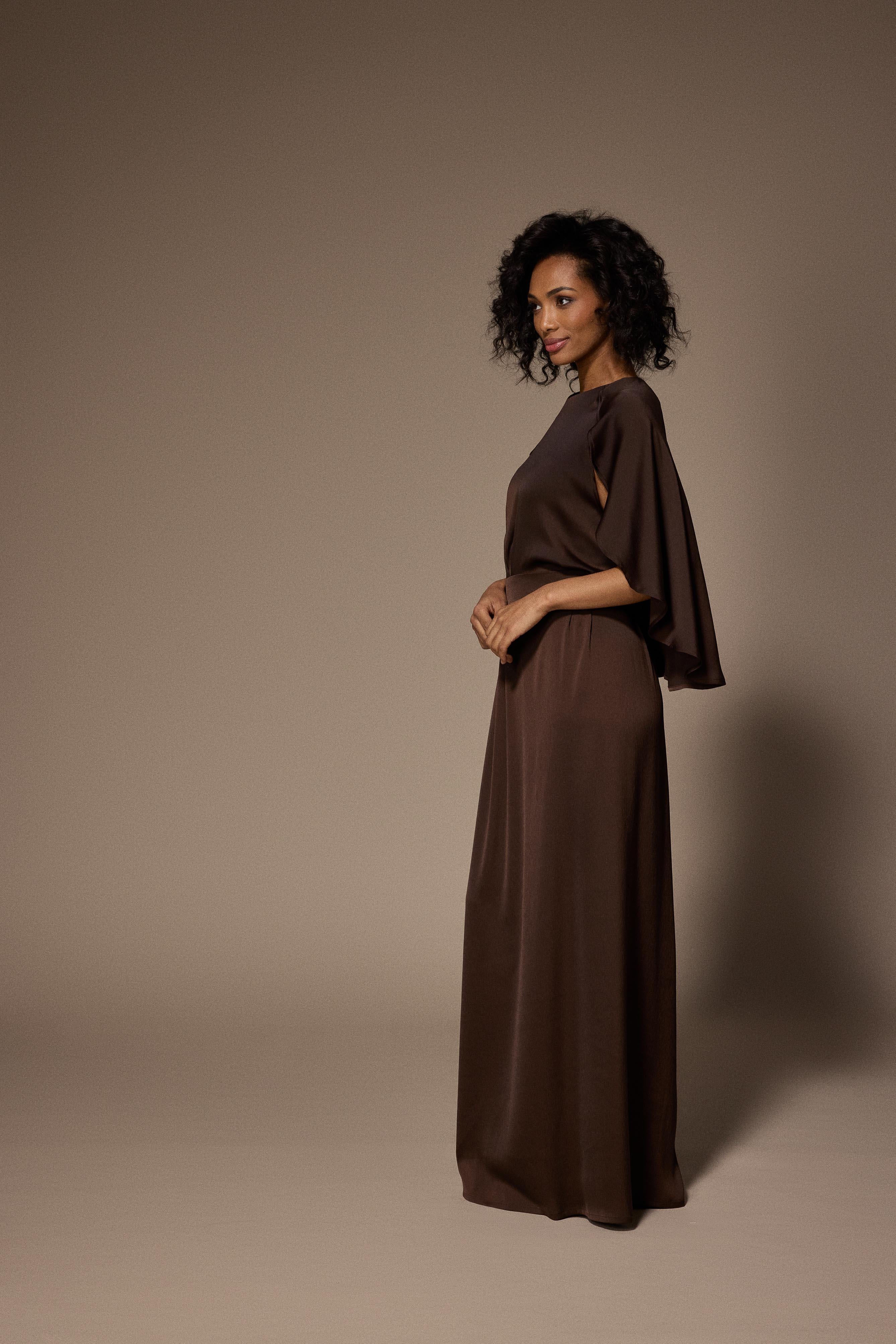 Felice avondjurk met cape - Brown