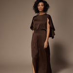 Felice avondjurk met cape - Brown