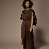 Felice avondjurk met cape - Brown