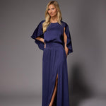 Felice avondjurk met cape - Navy
