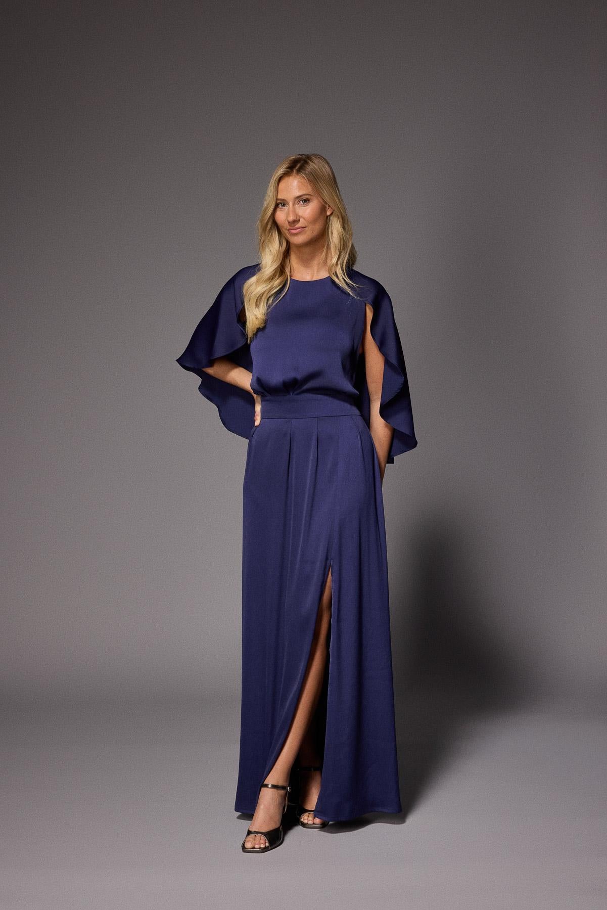 Felice avondjurk met cape - Navy