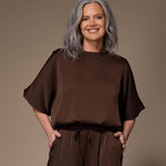 Pien blouse met pofmouwen - Brown