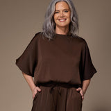 Pien blouse met pofmouwen - Brown