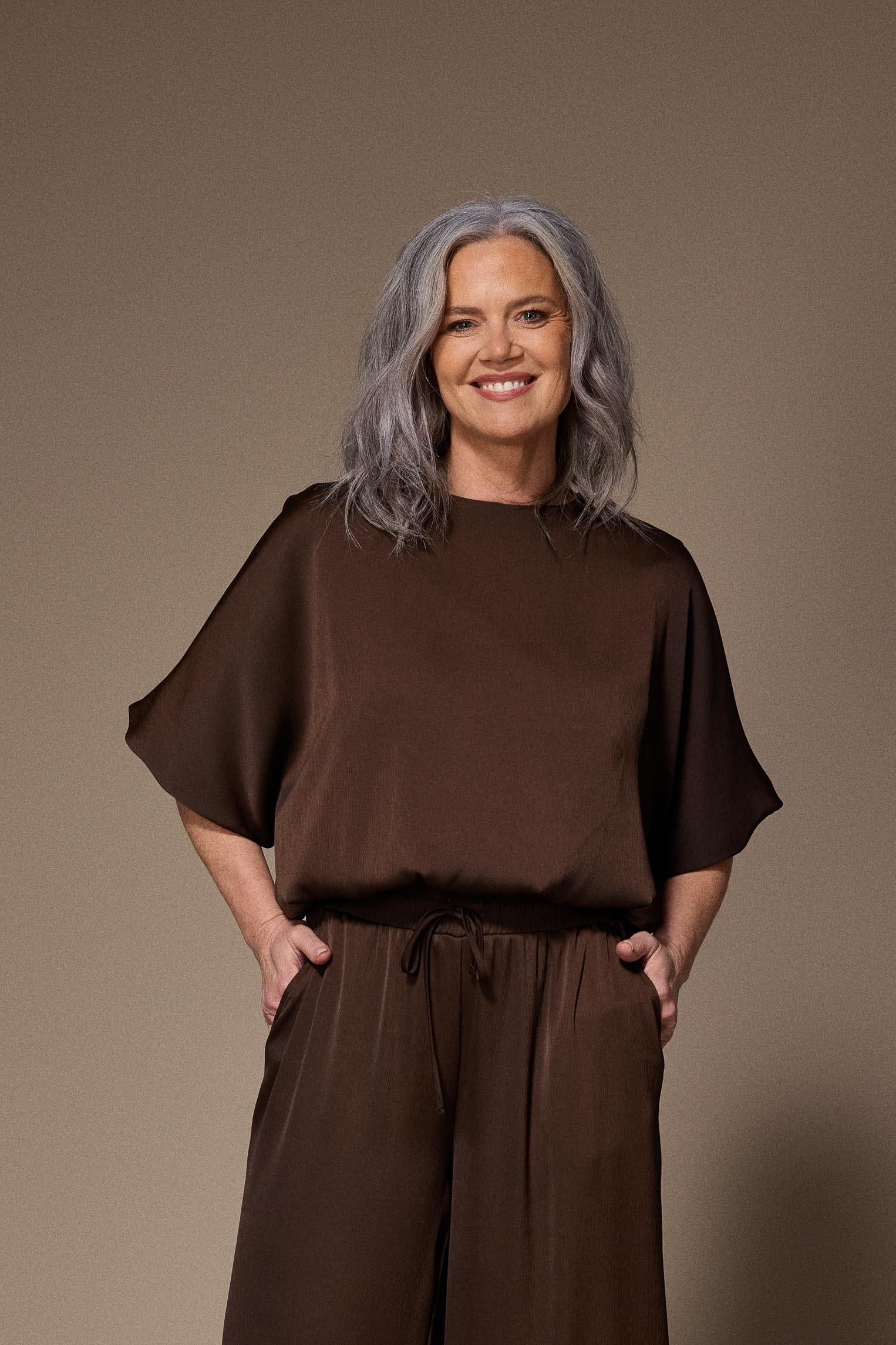 Pien blouse met pofmouwen - Brown