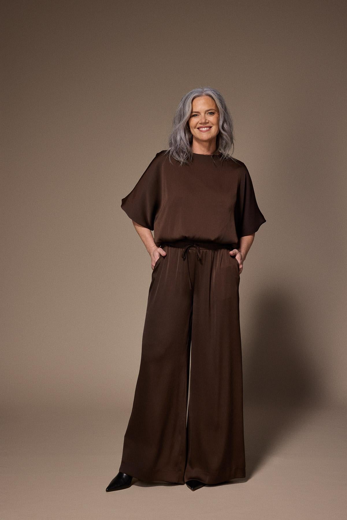 Pien blouse met pofmouwen - Brown