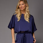 Pien blouse met pofmouwen - Navy