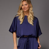 Pien blouse met pofmouwen - Navy
