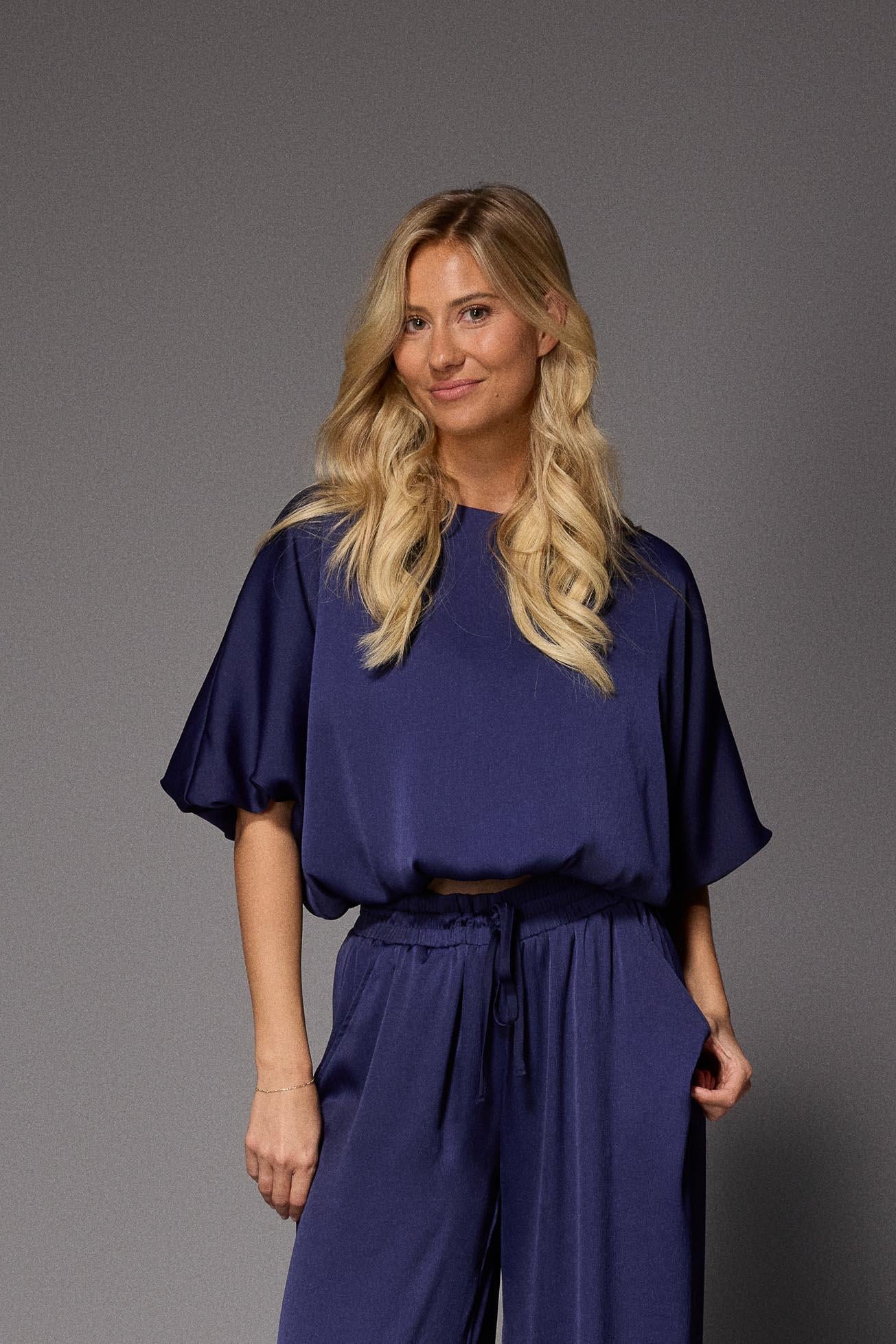 Pien blouse met pofmouwen - Navy
