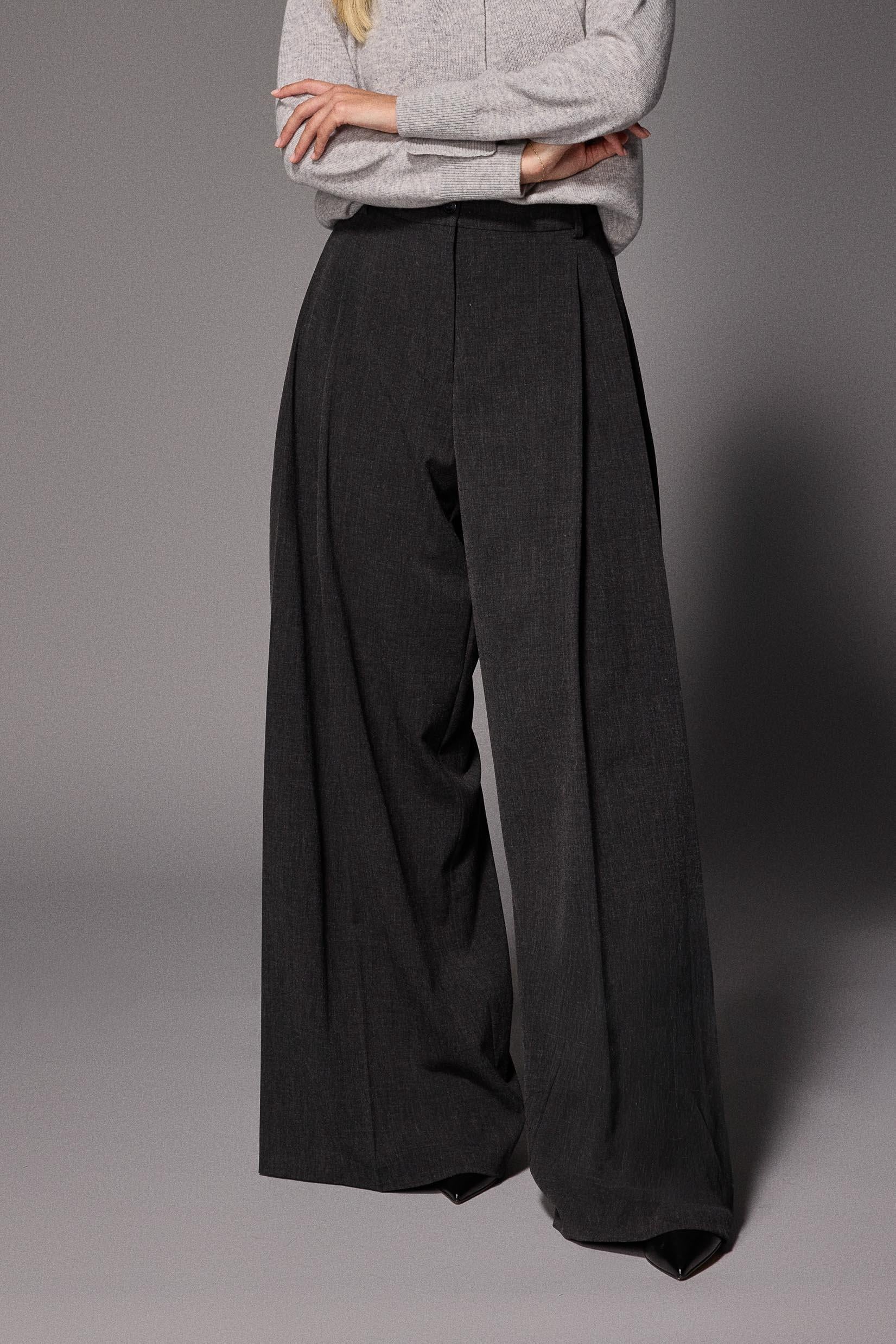 Texas pantalon met dubbele bandplooi - Grey