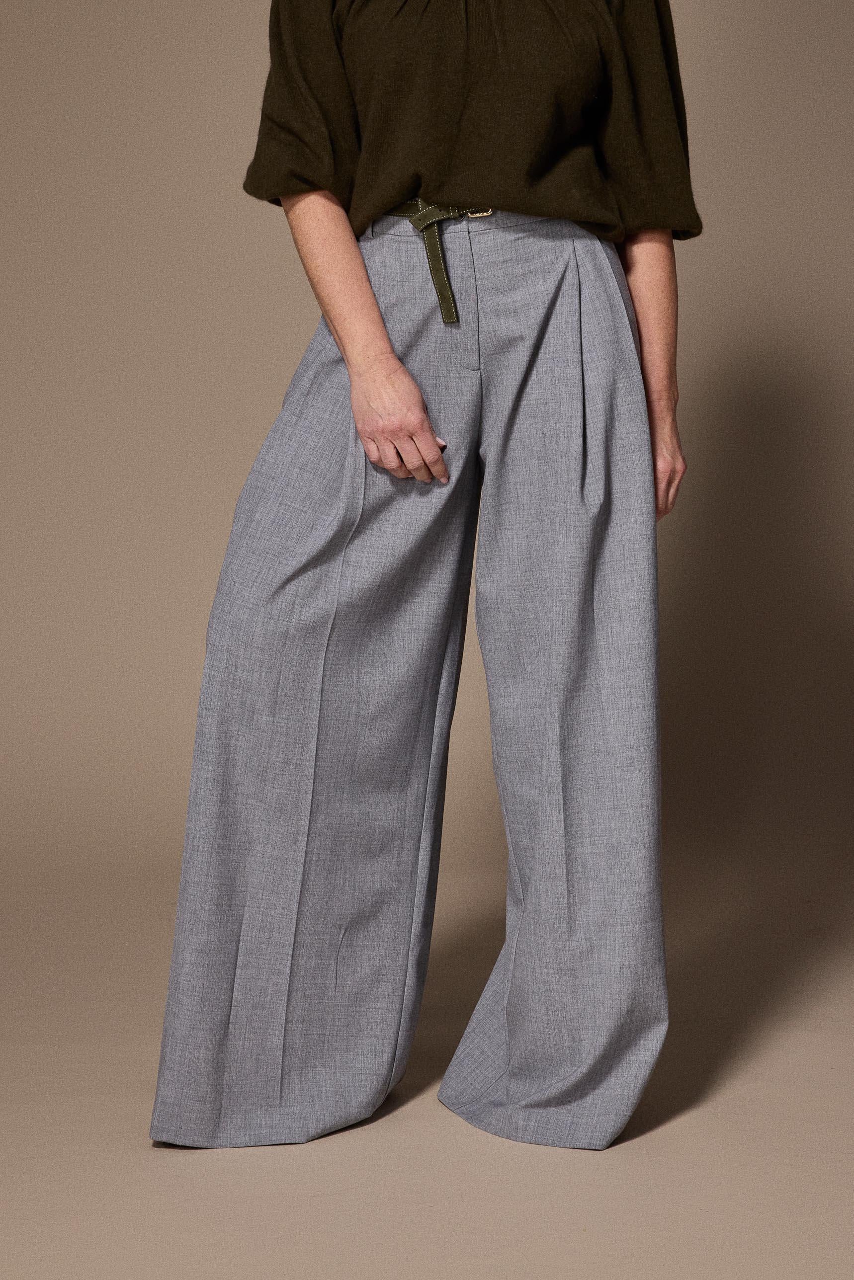 Texas pantalon met dubbele bandplooi - Light Grey
