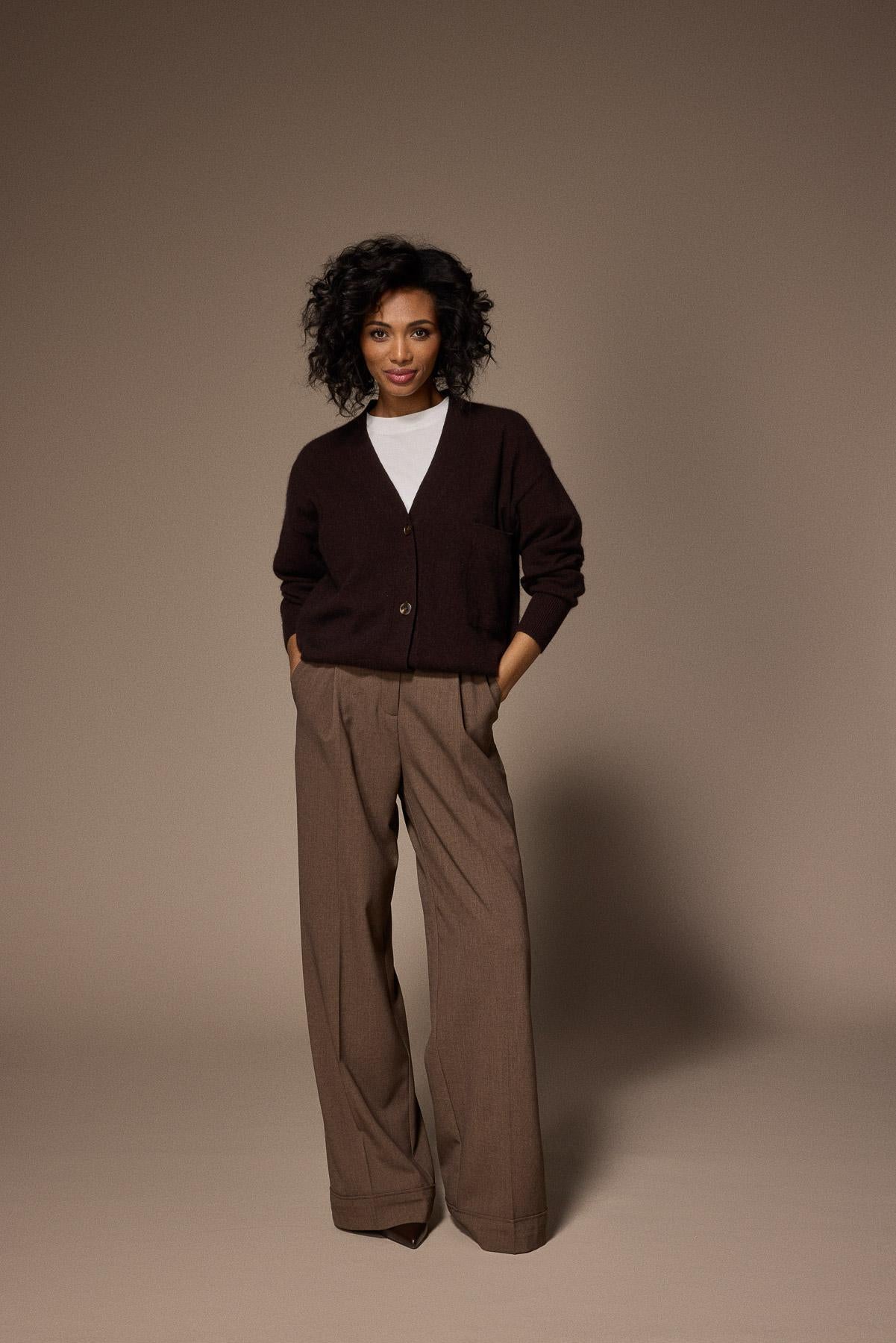 Oregon pantalon met bandplooi - Brown