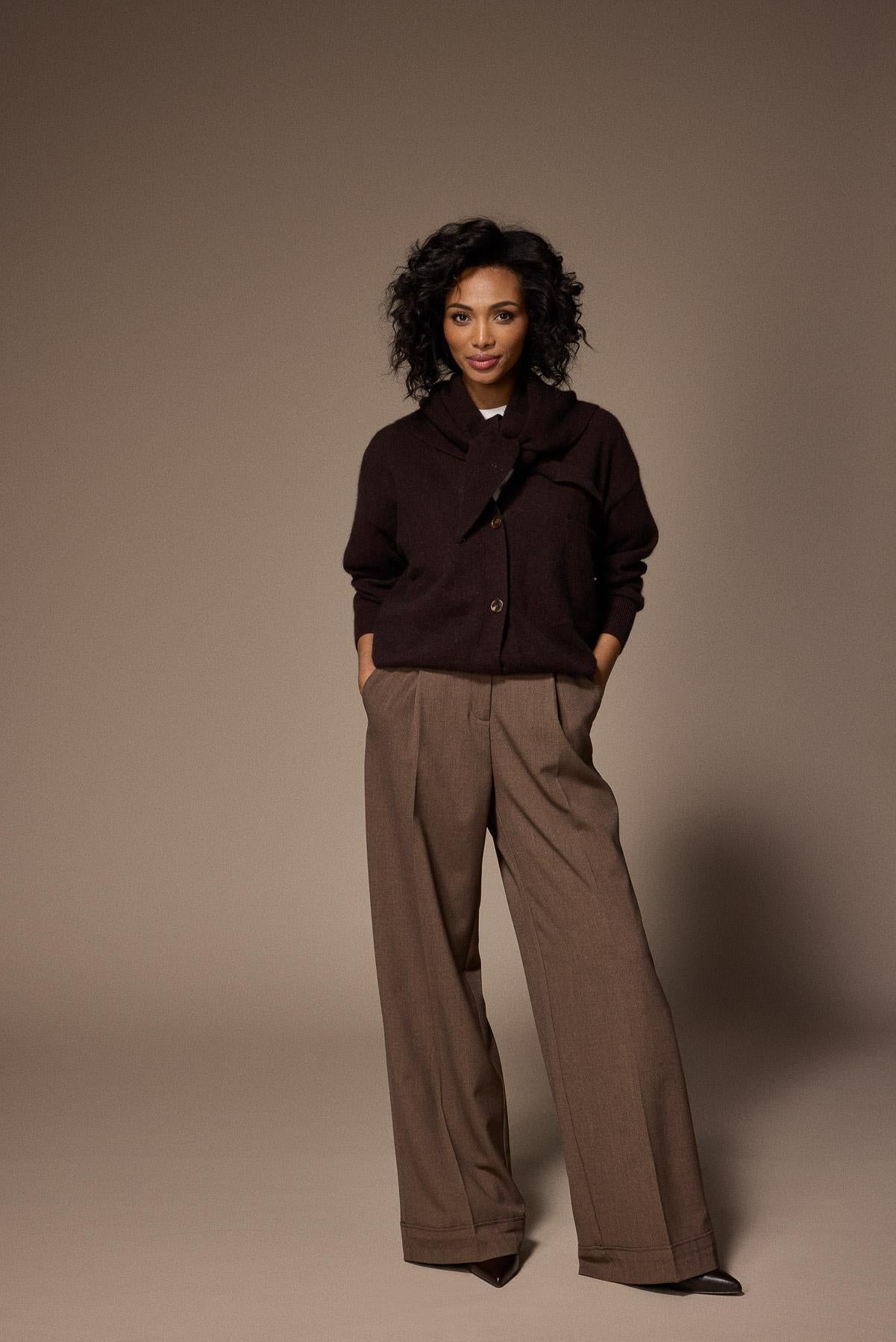 Oregon pantalon met bandplooi - Brown