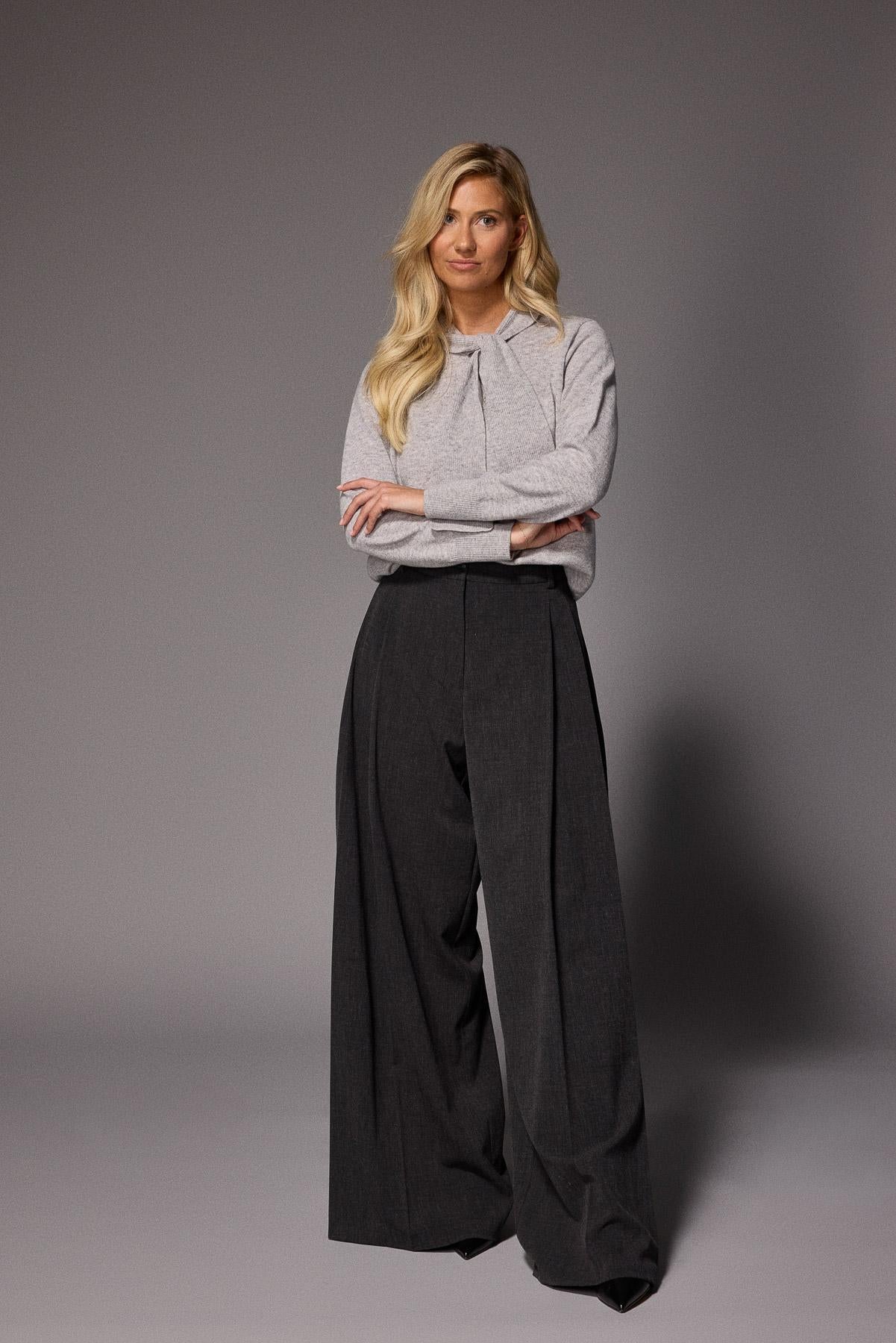 Texas pantalon met dubbele bandplooi - Grey