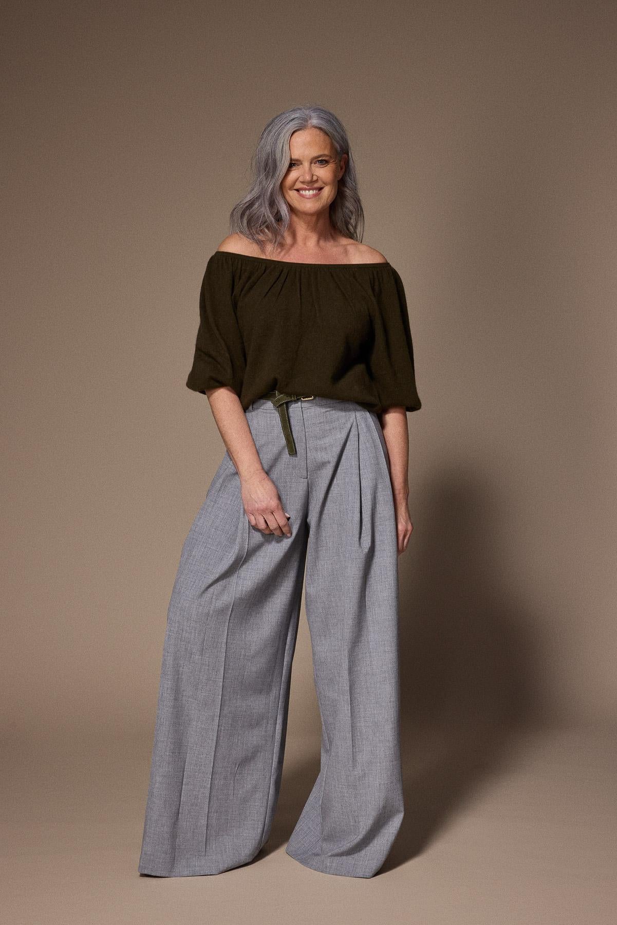 Texas pantalon met dubbele bandplooi - Light Grey