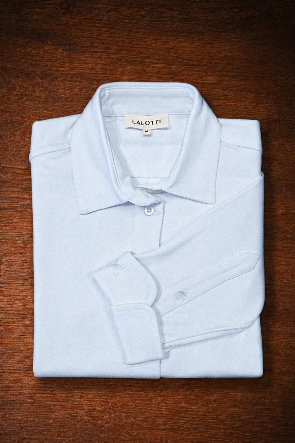 Babette blouse in t-shirt stof - Light blue