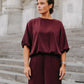 Pien blouse met pofmouwen - Burgundy