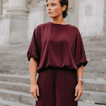 Pien blouse met pofmouwen - Burgundy