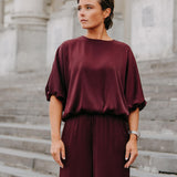 Pien blouse met pofmouwen - Burgundy