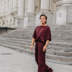 Pien blouse met pofmouwen - Burgundy