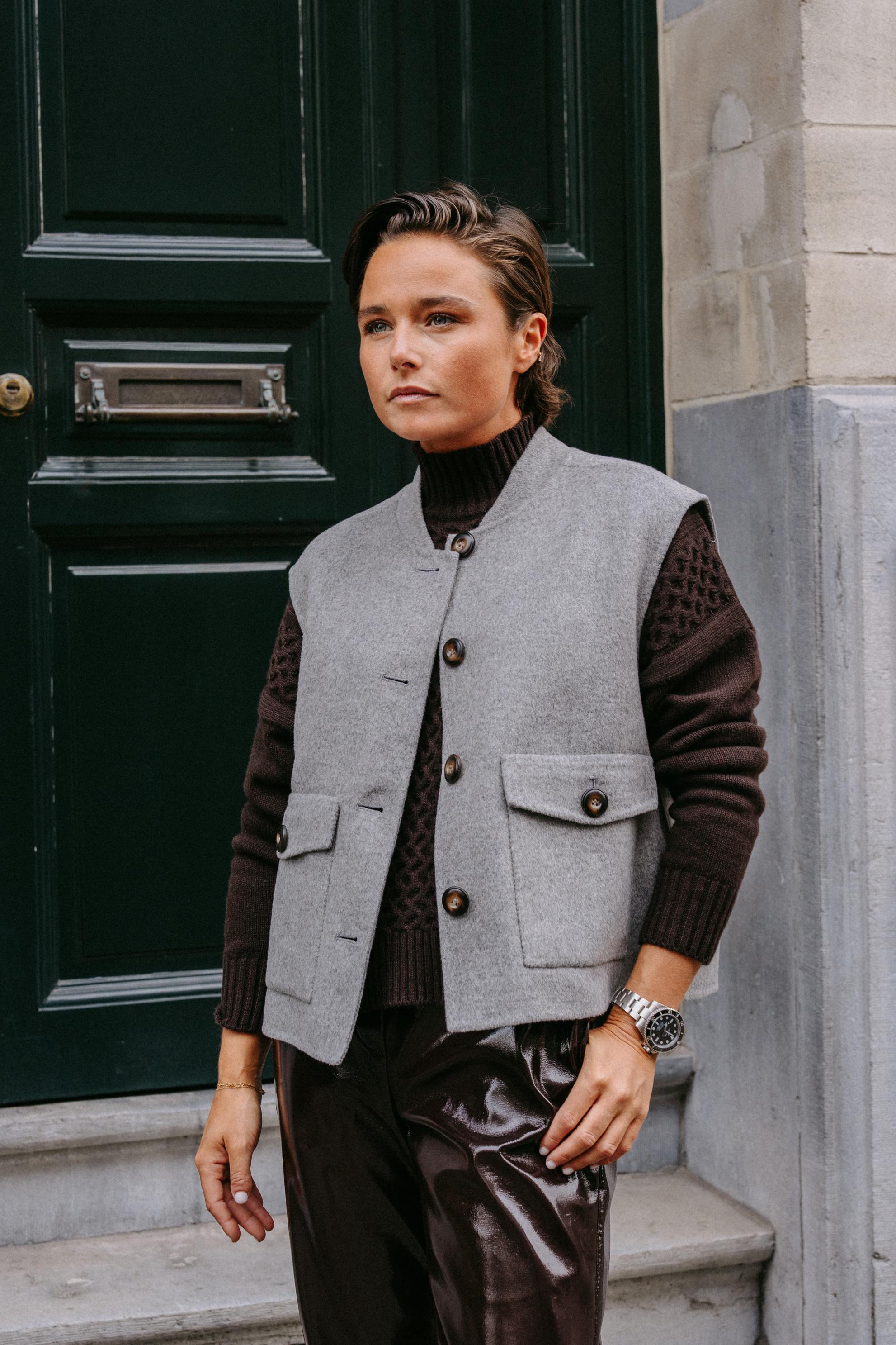 Anna gilet met franjes - Grey
