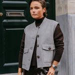 Anna gilet met franjes - Grey