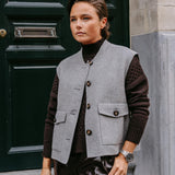Anna gilet met franjes - Grey