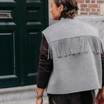 Anna gilet met franjes - Grey
