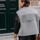 Anna gilet met franjes - Grey