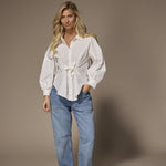 Nara blouse met strikceintuur - White