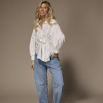 Nara blouse met strikceintuur - White