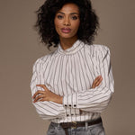 Oda blouse met striklint - Brown stripe