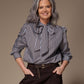 Oda blouse met striklint - Brown / Blue stripe