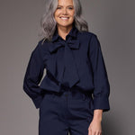Sienna blouse met afneembare strik - Navy
