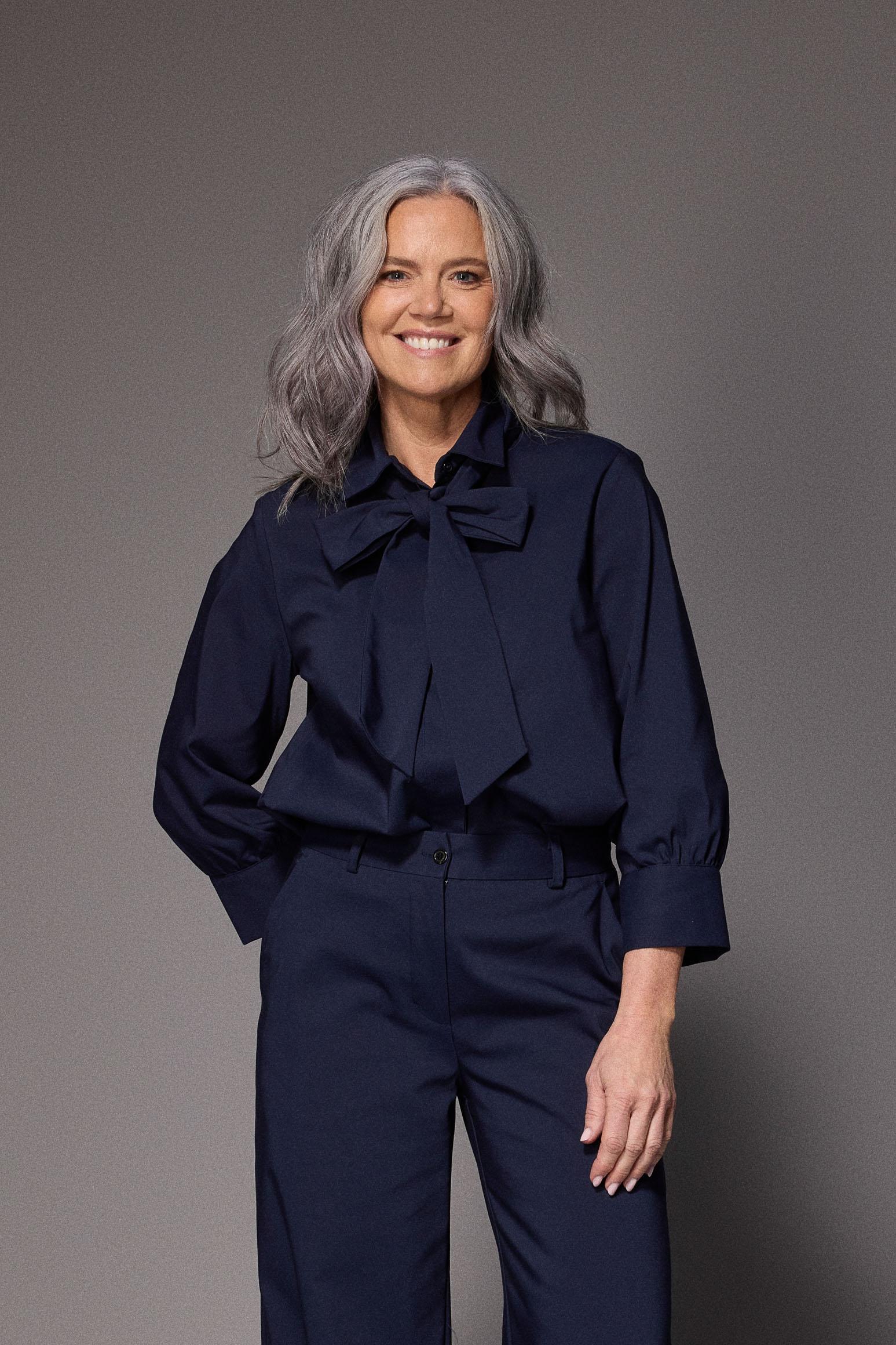 Sienna blouse met afneembare strik - Navy