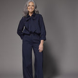 Sienna blouse met afneembare strik - Navy