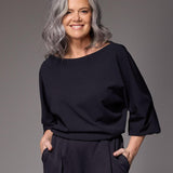 Eleonor blouse met boothals - Navy