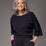 Eleonor blouse met boothals - Navy