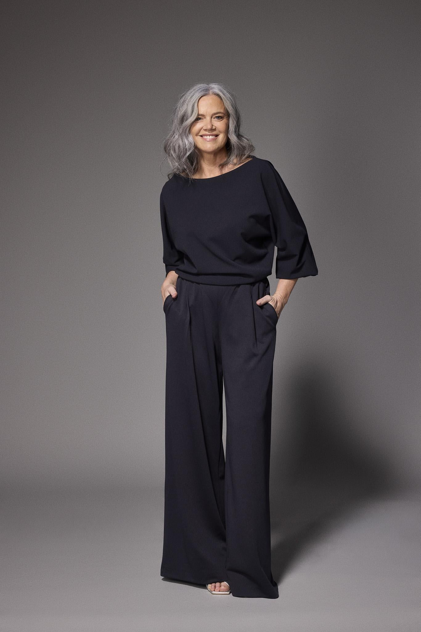 Eleonor blouse met boothals - Navy