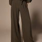 Paulette soepele wide leg broek - Khaki